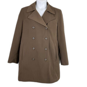 Vintage Jacqueline Ferrar 90s mid length Green Trench Coat women's L